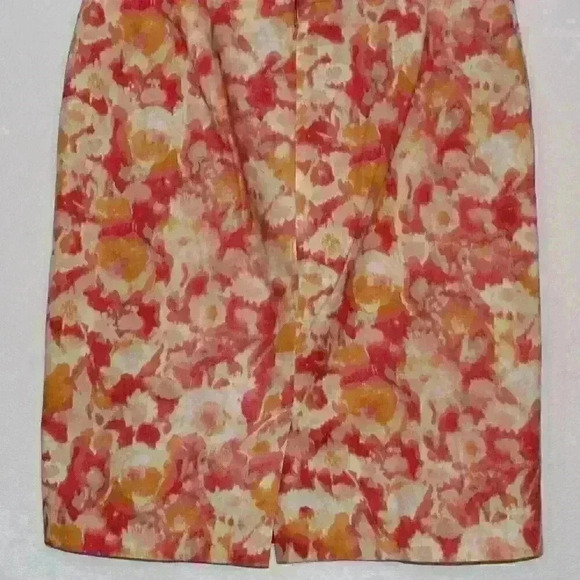 Talbots Pink Yellow A Line Canvas Midi Cotton Blend Lined Skirt Women's Size 16 - Picture 2 of 12